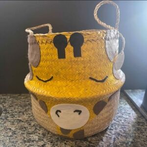 Yellow Giraffe Kids Storage Basket with Handles- Bellybambino